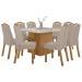Mesa de Jantar 8 Lugares Nevada com Vidro Amêndoa Clean/Off White/Veludo Naturale Creme 75337 - Móveis Lopas