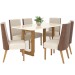 Mesa de Jantar 6 Lugares Isabella com Vidro Nature/Off White/Courano/Linho - Panorama Móveis