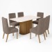 Mesa de Jantar 6 Lugares Stella com Vidro Nature/Off White/Marrom Amêndoa - Panorama Móveis