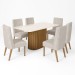 Mesa de Jantar 6 Lugares Stella com Vidro Nature/Off White/Linho - Panorama Móveis