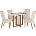 Mesa de Jantar 4 Lugares Charlotte com Vidro Nature/Off White/Linho - Panorama Móveis