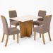 Mesa de Jantar 4 Lugares Artemis com Vidro Nature/Off White/Marrom Amêndoa - Panorama Móveis