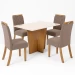 Mesa de Jantar 4 Lugares Artemis com Vidro Nature/Off White/Marrom Amêndoa - Panorama Móveis