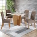 Mesa de Jantar 4 Lugares Artemis com Vidro Nature/Off White/Marrom Amêndoa - Panorama Móveis