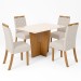 Mesa de Jantar 4 Lugares Artemis com Vidro Nature/Off White/Linho - Panorama Móveis
