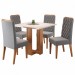 Mesa de Jantar 4 Lugares Sophia Diamantina Mel/Blonde/Veludo Cinza - Panorama Móveis