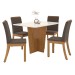 Mesa de Jantar 4 Lugares Alicia com Vidro Nature/Off White/Bege - Panorama Móveis