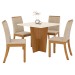 Mesa de Jantar 4 Lugares Scarlett com Vidro Nature/Off White/Linho - Panorama Móveis