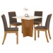 Mesa de Jantar 4 Lugares Scarlett com Vidro Nature/Off White/Bege - Panorama Móveis
