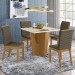 Mesa de Jantar 4 Lugares Scarlett com Vidro Nature/Off White/Bege - Panorama Móveis