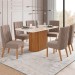 Mesa de Jantar 6 Lugares Solana com Vidro Nature/Off White/Amêndoa - Henn