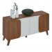 Balcão Buffet Seleto 4 Portas 2 Prateleiras Cedro/Off White - Pnr Móveis