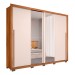 Guarda-Roupa Casal Praticus Lux 2 Portas 4 Gavetas com Espelho 100% Mdf Freijó/Off White - Caemmun