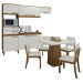 Cozinha Completa com Mesa e 4 Cadeiras Paulista 7 Portas 2 Gavetas Nature/Off White/Linho - Panorama Móveis