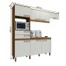 Cozinha Completa com Mesa e 4 Cadeiras Paulista 7 Portas 2 Gavetas Nature/Off White/Linho - Panorama Móveis