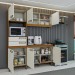 Cozinha Completa com Mesa e 4 Cadeiras Paulista 7 Portas 2 Gavetas Nature/Off White/Linho - Panorama Móveis