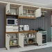Cozinha Completa com Mesa e 4 Cadeiras Paulista 7 Portas 2 Gavetas Nature/Off White/Linho - Panorama Móveis