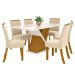Mesa de Jantar 6 Lugares Alice com Vidro Nature/Off White/Linho - Panorama Móveis