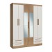 Guarda-Roupa Casal 6 Portas 4 Gavetas com Espelho Wood/Branco Rp3640 - Decibal