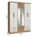 Guarda-Roupa Casal 6 Portas 4 Gavetas com Espelho Wood/Branco Rp3640 - Decibal