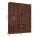 Guarda-Roupa Casal 6 Portas 3 Gavetas Cacau Rp3631 - Decibal