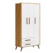 Guarda-Roupa de Bebê Encanto 3 Portas 2 Gavetas Freijó/Branco Acetinado - Qmovi