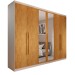 Guarda-Roupa Casal Madalena 6 Portas 4 Gavetas 100% Mdf com Espelho Off White/Peroba - Panorama Móveis