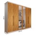 Guarda-Roupa Casal Madalena 6 Portas 4 Gavetas 100% Mdf com Espelho Off White/Peroba - Panorama Móveis