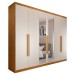 Guarda-Roupa Casal  Madalena 6 Portas 4 Gavetas 100% Mdf com Espelho Peroba/Off White - Panorama Móveis