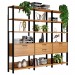 Estante para Livros Home Office 100% Mdf 2 Portas 2 Gavetas Freijó/Preto - Panorama Móveis
