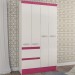 Guarda-Roupa Solteiro Chicago 4 Portas 2 Gavetas Flex Branco/Rosa - Panorama Móveis