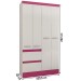 Guarda-Roupa Solteiro Chicago 4 Portas 2 Gavetas Flex Branco/Rosa - Panorama Móveis