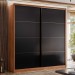 Guarda-Roupa Casal Belga 2 Portas 3 Gavetas Nogueira Touch/Preto Prime Tx - Demóbile