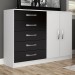 Cômoda Florença 2 Portas 5 Gavetas Preto/Branco - Panorama Móveis