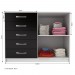 Cômoda Florença 2 Portas 5 Gavetas Preto/Branco - Panorama Móveis