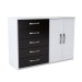 Cômoda Florença 2 Portas 5 Gavetas Preto/Branco - Panorama Móveis