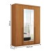 Guarda-Roupa Solteiro Melbourne 4 Portas 2 Gavetas com Espelho 100% Mdf Amêndoa Clean - Panorama Móveis