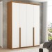 Guarda-Roupa Solteiro Melbourne 4 Portas 2 Gavetas 100% Mdf Amêndoa Clean/Branco - Panorama Móveis