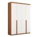 Guarda-Roupa Solteiro Melbourne 4 Portas 2 Gavetas 100% Mdf Amêndoa Clean/Branco - Panorama Móveis