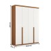 Guarda-Roupa Solteiro Melbourne 4 Portas 2 Gavetas 100% Mdf Amêndoa Clean/Branco - Panorama Móveis