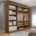 Guarda-Roupa de Casal Miami 5 Portas 4 Gavetas com Espelho Carvalho/Macadamia - Panorama Móveis