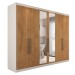 Guarda-Roupa Casal Guarujá 6 Portas 6 Gavetas com Espelho 100% Mdf Off White/Peroba - Panorama Móveis
