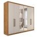 Guarda-Roupa Casal Guarujá 6 Portas 6 Gavetas com Espelho 100% Mdf Peroba/Off White - Panorama Móveis
