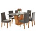 Mesa de Jantar 6 Lugares Felicity Vênus Mel/Cinza/Veludo Grafite - Viero Móveis