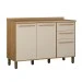 Balcão de Cozinha 120 Cm Salvador 3 Portas 2 Gavetas Cinamomo/Off White