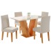 Mesa de Jantar 4 Lugares Felicity Vênus Mel/Blonde/Veludo Marfim - Viero Móveis