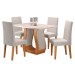 Mesa de Jantar 4 Lugares Zara Mel/Blonde/Veludo Marfim - Viero Móveis