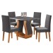 Mesa de Jantar 4 Lugares Zara Mel/Cinza/Veludo Grafite - Viero Móveis