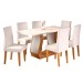 Mesa de Jantar 6 Lugares Roma Mel/Blonde/Veludo Marfim - Viero Móveis