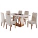 Mesa de Jantar 6 Lugares Dallas Imbuia/Blonde/Veludo Pastel - Viero Móveis